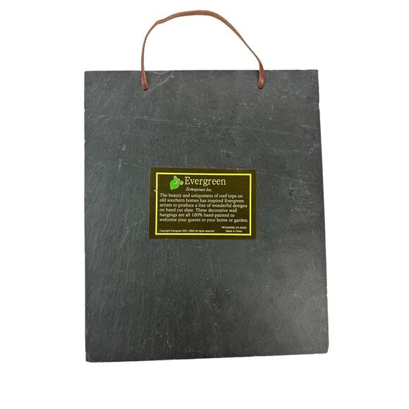 Vintage Hand Painted Slate "Welcome to the Lake" Sign Leather Cord 10" x 12" - Picture 3 of 5